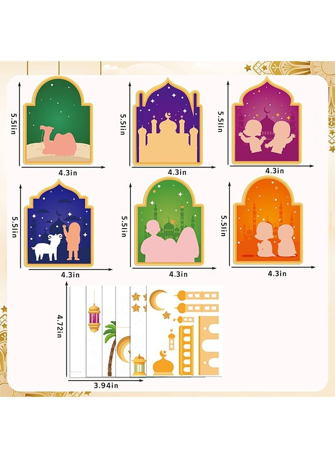 مجموعة ملصقات رمضانية من الورق المقوى، 36 قطعة، مثالية للمشاريع اليدوية، تتضمن ملصقات لمشهد مسجد، مناسبة كهدايا لحفلات رمضان ومستلزمات حفلات عيد الفطر. - Image 3